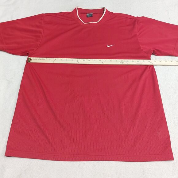 Vintage Nike Shirt Red Embroidered Swoosh Y2K Gray Tag Mens Size Large Soccer - Picture 4 of 8